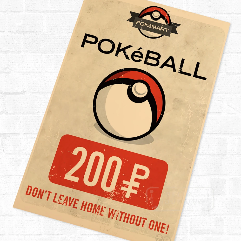 Покемарт Покемон карманные монстры мультфильм винтажный Ретро Крафт покрытый