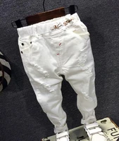autumn white kids trousers brand fashion children broken hole pants trousers baby boys jeans children clothing 2 7y aq811