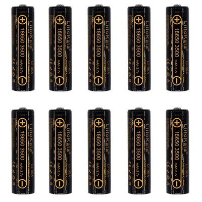 Liitokala 18650 литиевая батарея lii-35A перезаряжаемая батарея 3500 mAh Высокая емкость 3,7 V заостренный светильник вспышка светильник батарея - Цвет: 10 pcs Battery