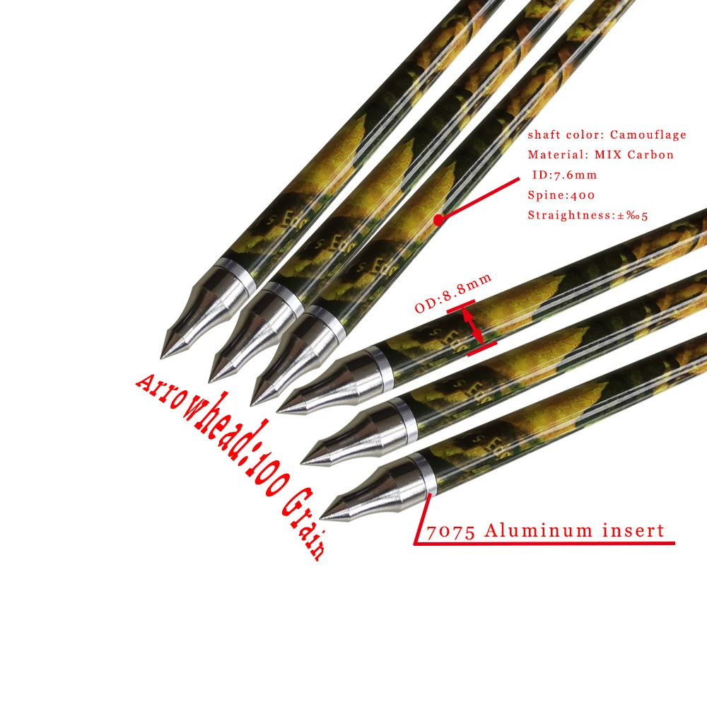 

OD8.8mm Archery Carbon Arrows Professional Hunting Crossbows сѬел для аѬбалеCamouflage Crossbow Bolts