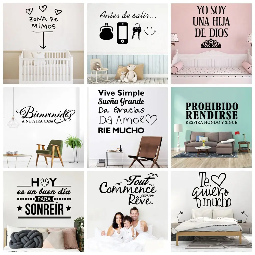 Забавные испанские предложения водонепроницаемые настенные наклейки