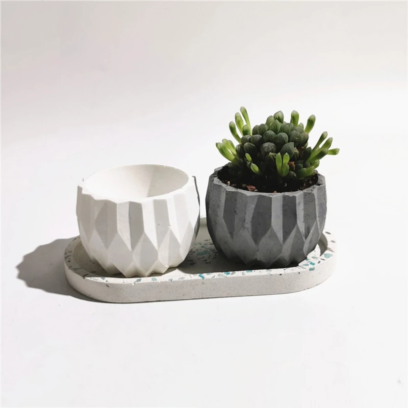 

2Pcs Concrete Flower Pot Tray Silicone Mold Succulent Planter Resin Mold Homemade Succulent Plant Pots Molds Crafts Kit