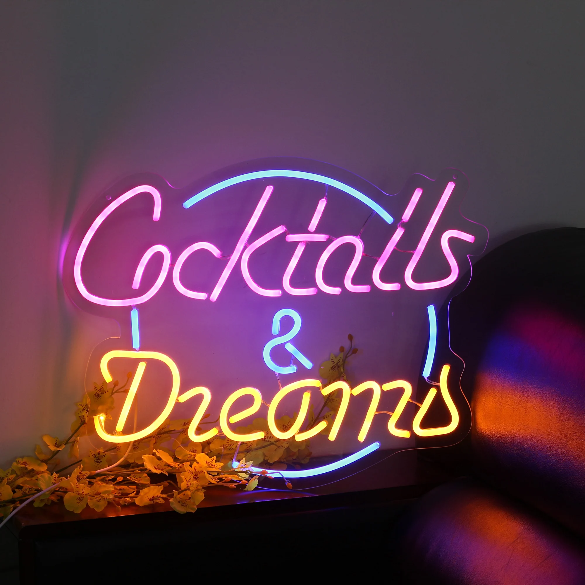 

Custom Made Neon Sign Wall Cocktails and Dreams LED Light Flex Neon Handmade For Shop Logo Club Nightclub Game Room Wall Decor