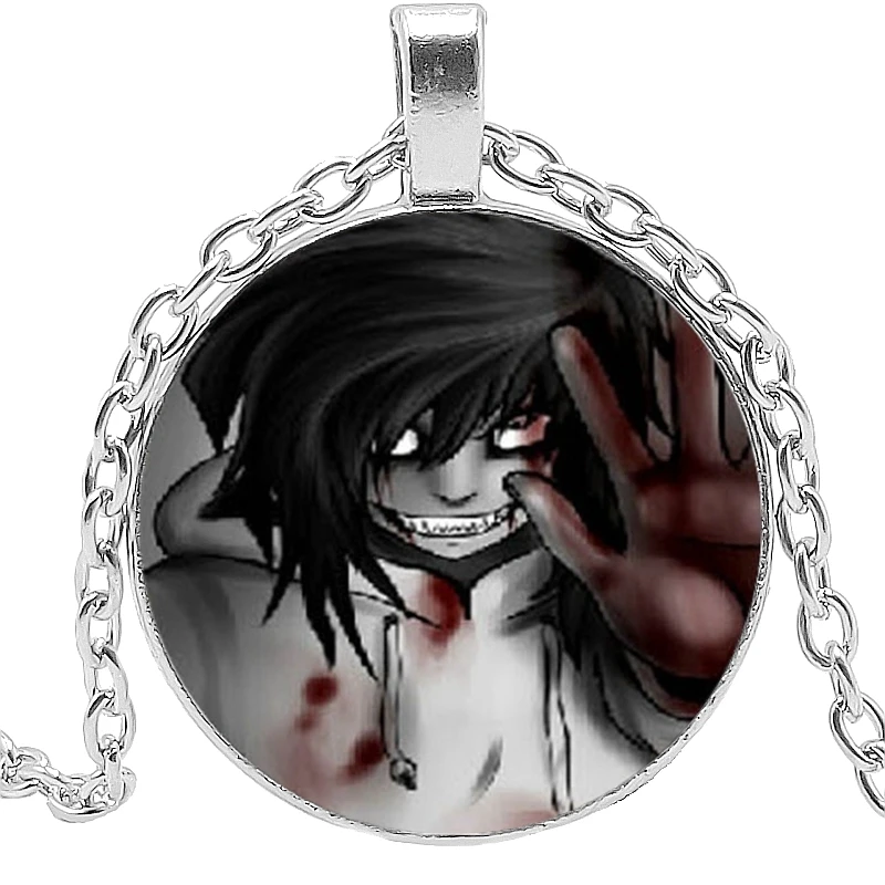 Ожерелье с подвеской Джефф убийца 3 цвета выпуклое круглое ожерелье из стекла