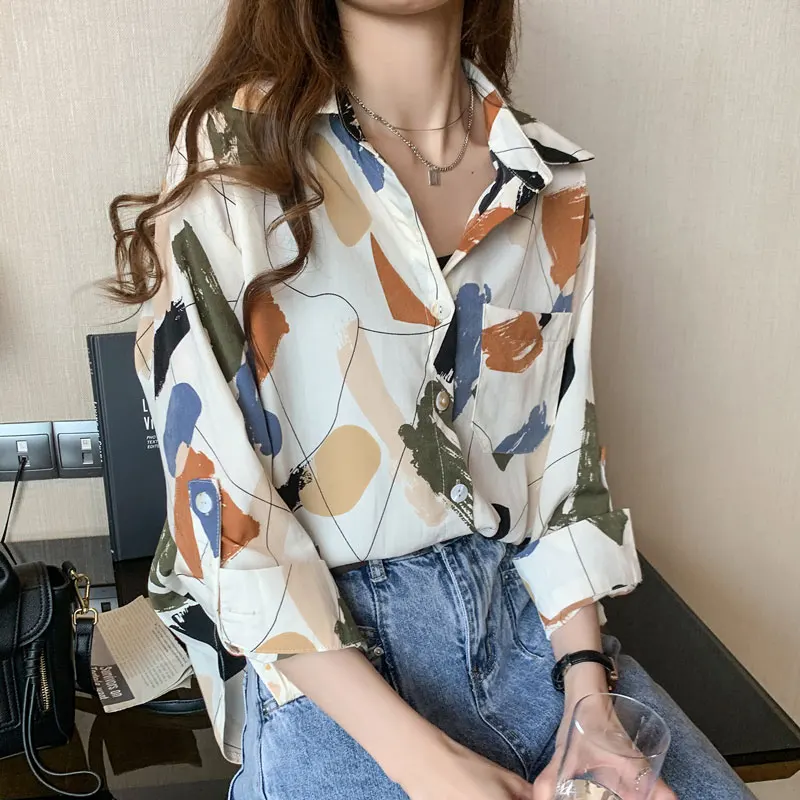 Блузка женская модная 2020 рубашка одежда корейский стиль Топ с длинным рукавом