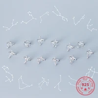 korean style small fresh 925 sterling silver lucky ear clip 12 constellations zircon women earrings fashion charm jewelry
