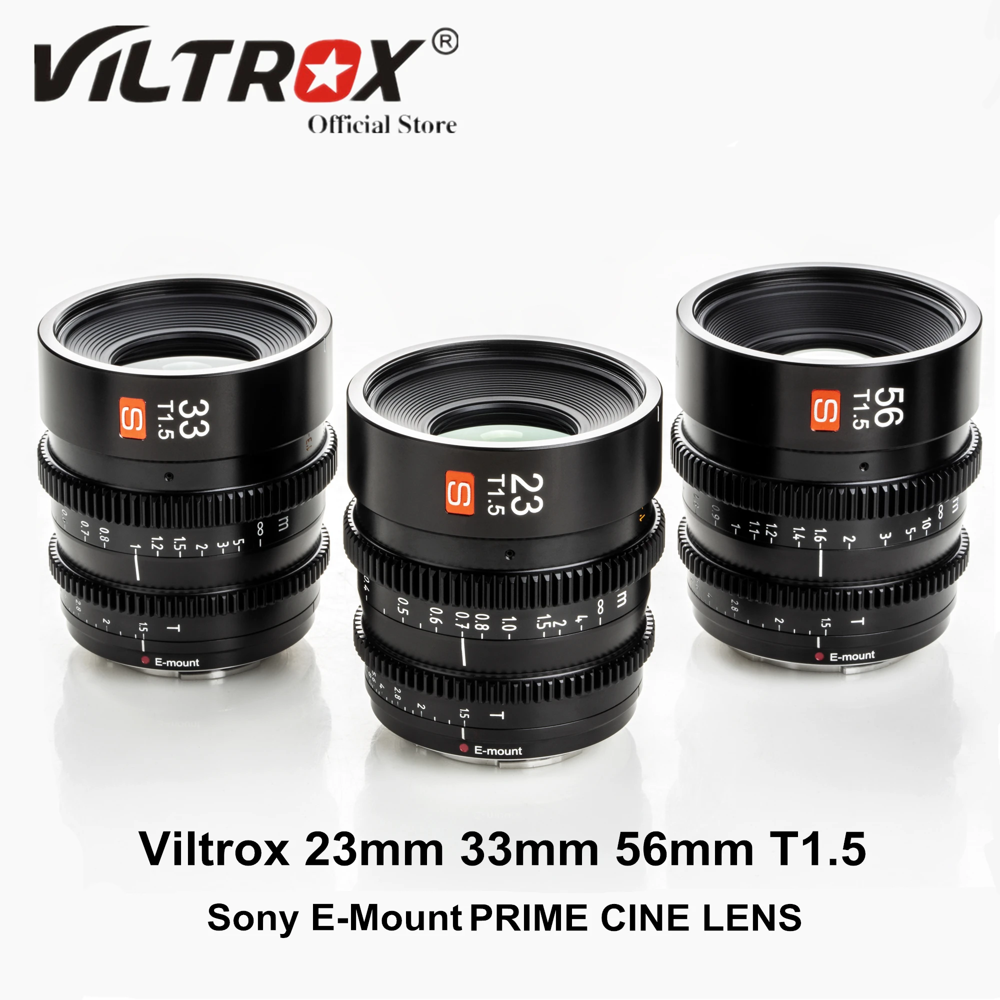 

Viltrox 23mm33mm56mm T1.5 Professional Cine Lens Compact Solid Lens Build Designed for Filmmaking Sony Lens E Mount Camera Lens