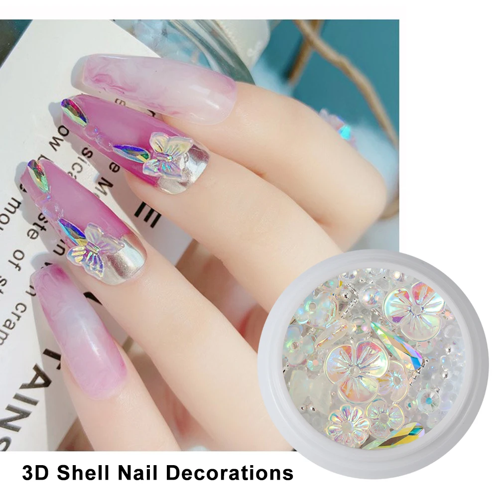 3D цветок бабочка кристалл для ногтей разноцветные металлические заклепки жемчуг