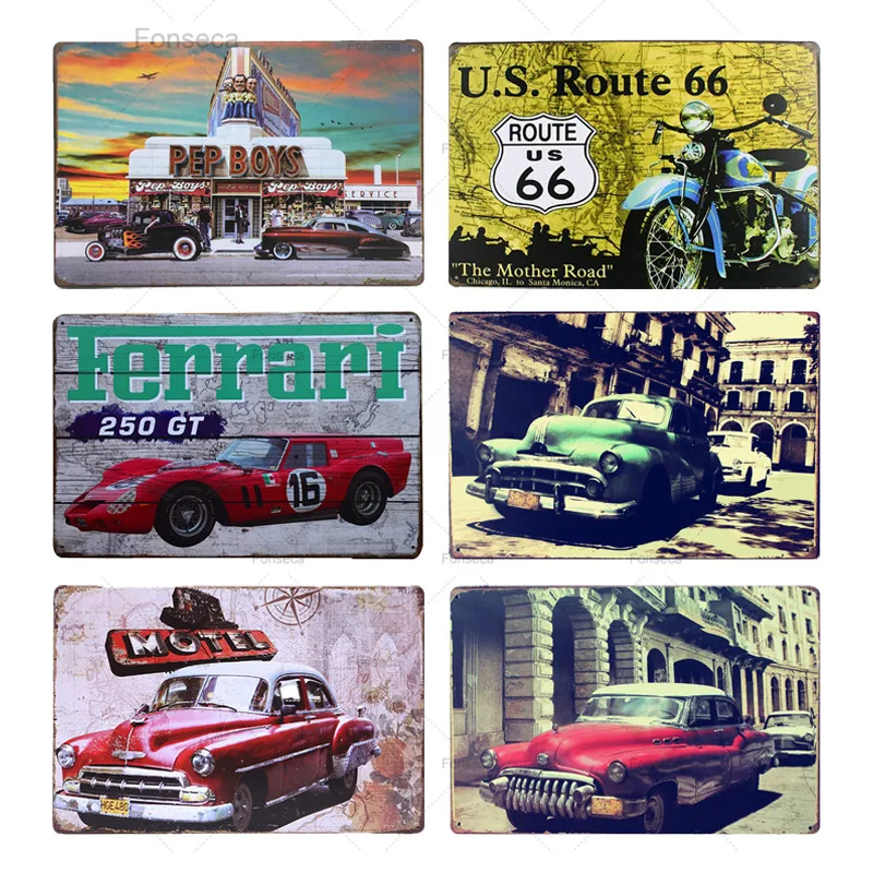Route 66 комбинированных стилей винтажные металлические жестяные знаки креативный