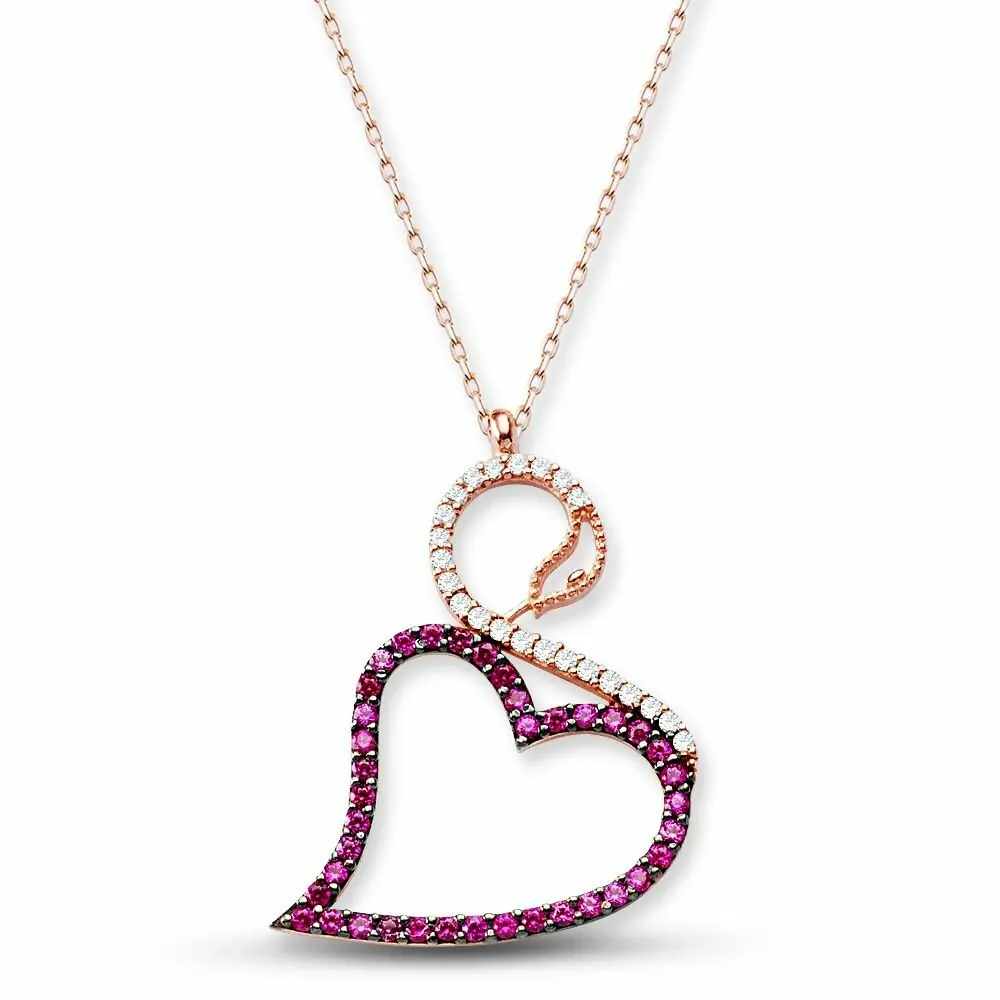

925 sterling Silver Heart Swan necklace