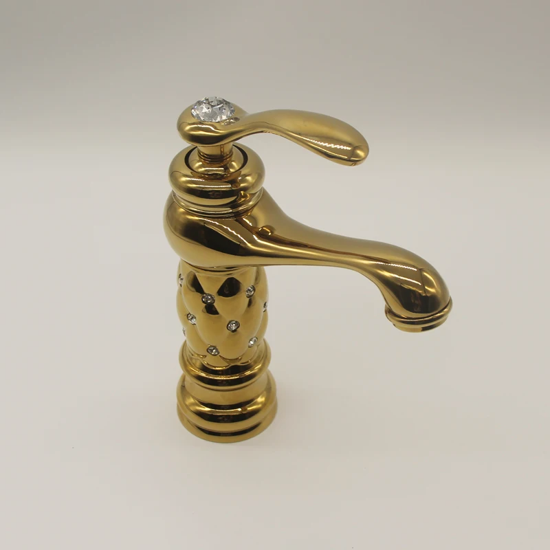 Классический Латунный кран для раковины с золотым бриллиантом одним отверстием