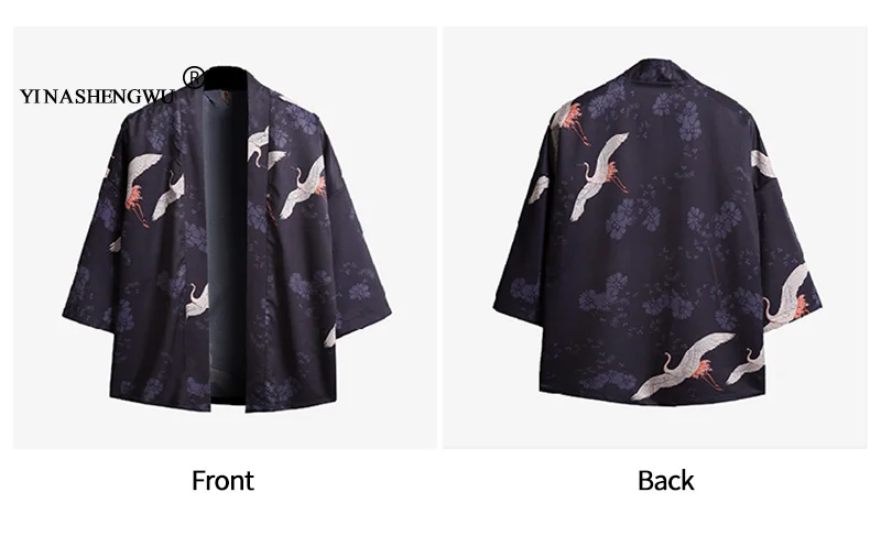 Yukata Женские кимоно кардиган для мужчин традиционное японское кимоно унисекс Harajuku пляжная свободная тонкая рубашка кран печати блузки пальто