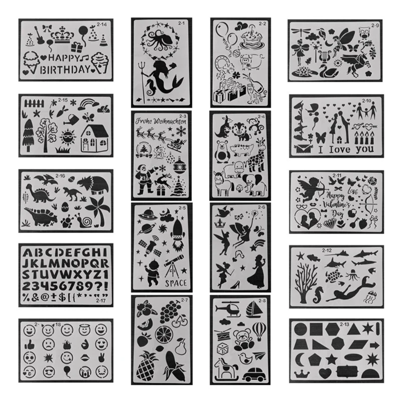 

18 pcs Animal and Plant Templates Stencil Set for DIY Painting Drawing Drafting Art Craft Projects 87HC
