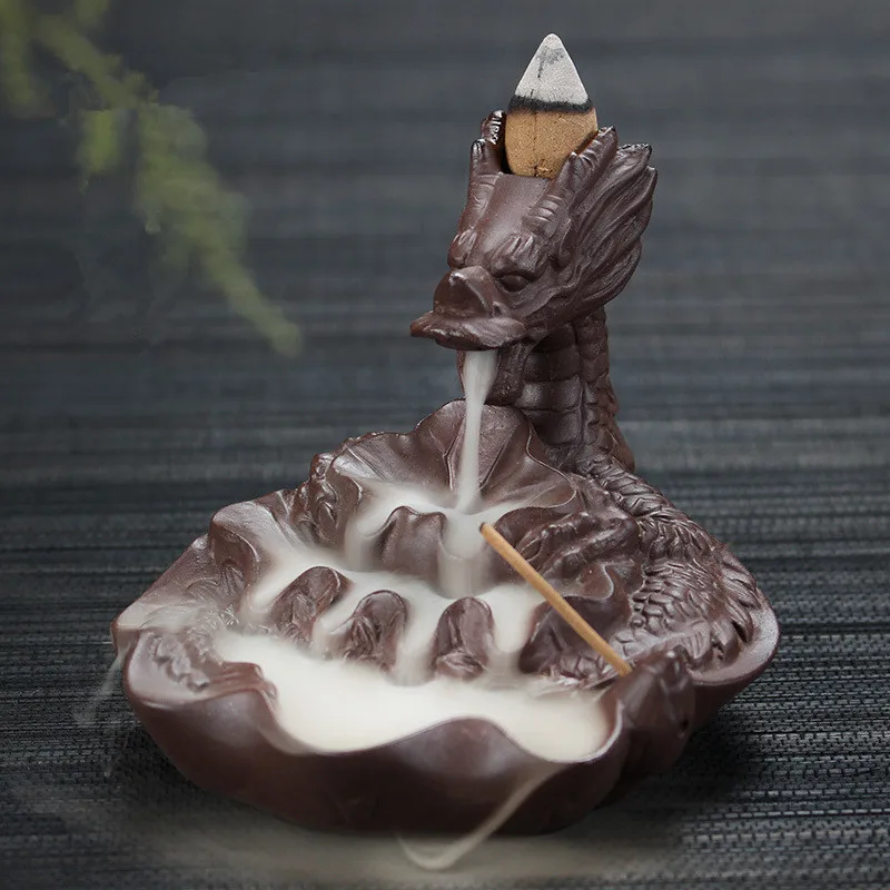 Курильница из фиолетовой глины с обратным потоком креативный домашний декор