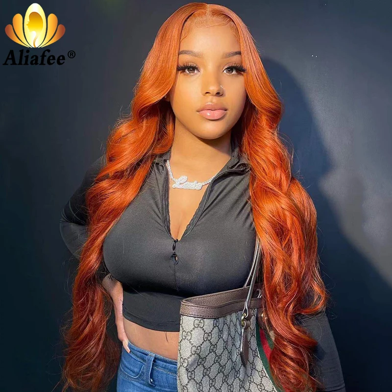 

Ombre Orange Brown Colored HD 5x5 Lace Closure Wigs 10A Human Hair Wigs Brazilian Body Wave 13x4 Lace Frontal Wigs For Women