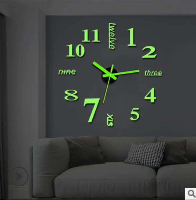 Цифровое украшение сделай сам Светящиеся Настенные часы с наклейками ночное