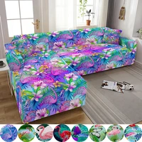 flamingo elastic sofa covers for living room stretch tropical leaves slipcovers couch cover l shape funda de sof%c3%a1 de esquina
