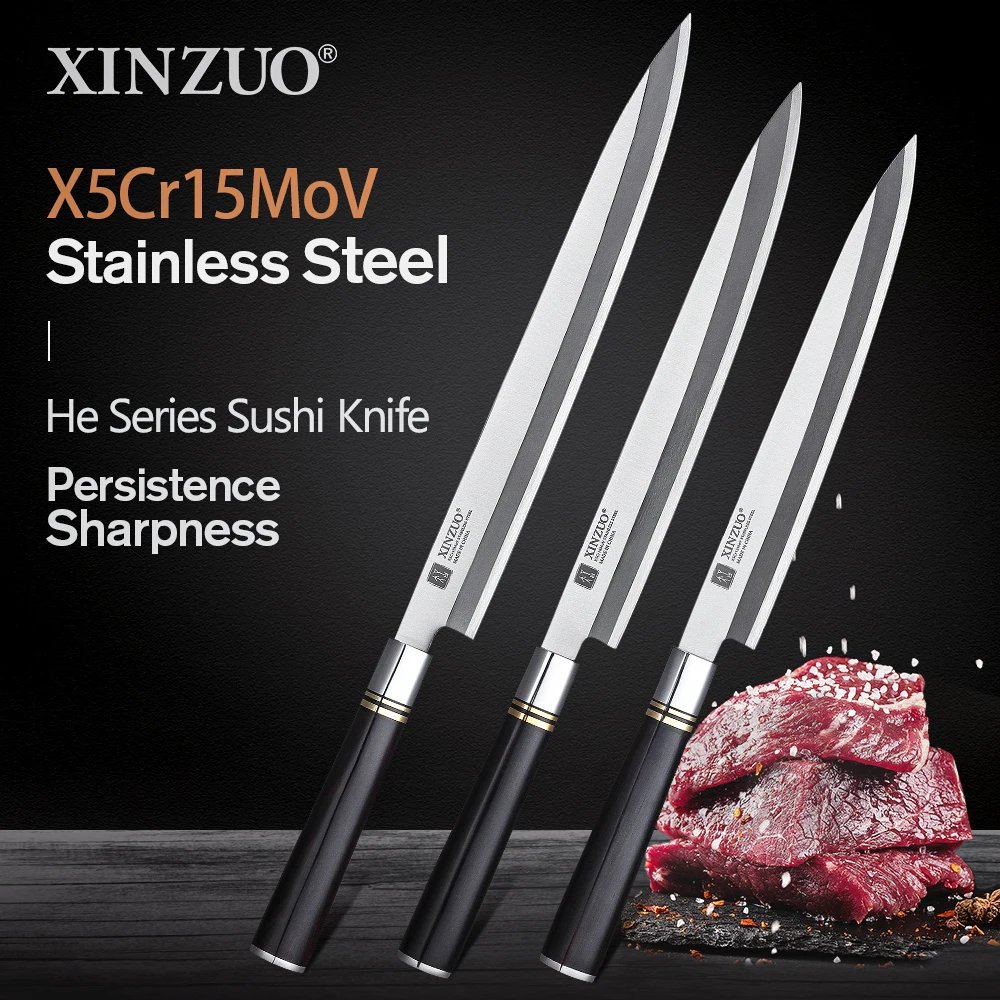 

XINZUO 240mm Gyuto Knife X5Cr15MoV Stainless Steel Japan Filleting Knife Fish Head Kitchen Knives Ebony Handle Gift Box