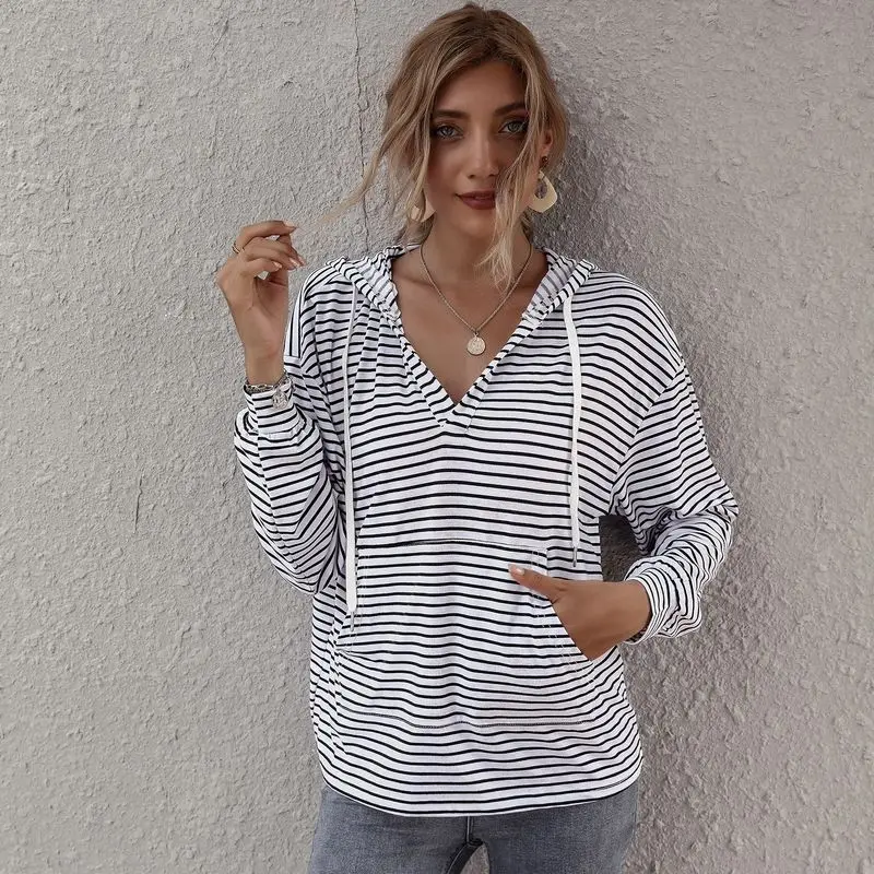 

LUOQI 2021 striped top women's loose sweater