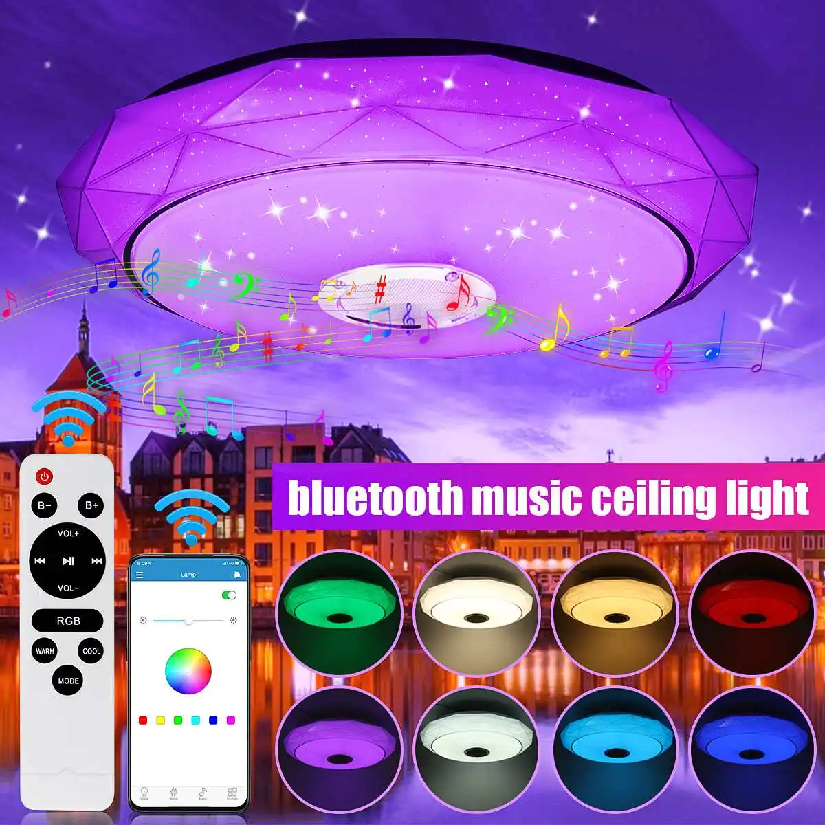 

200W Modern RGB LED Ceiling Light 400mm Home Lighting APP bluetooth Music Bedroom Lamp Smart Ceiling Lamp with Remote Control