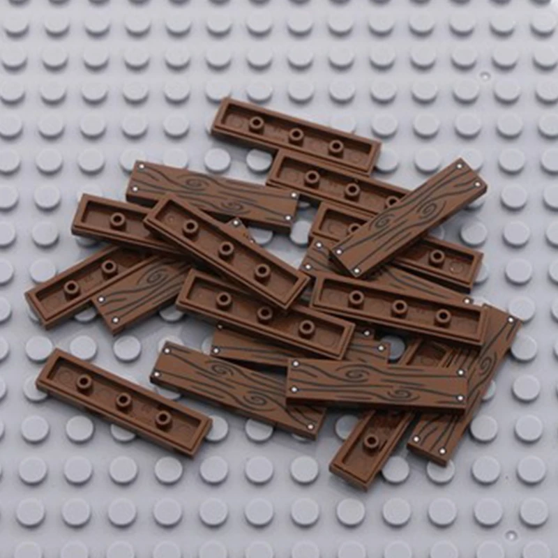 

City MOC Brick Wood Grain Building Blocks Printed Tile 1x4 Pattern Floor Wall Friends Accessories Parts Compatible Toys Children
