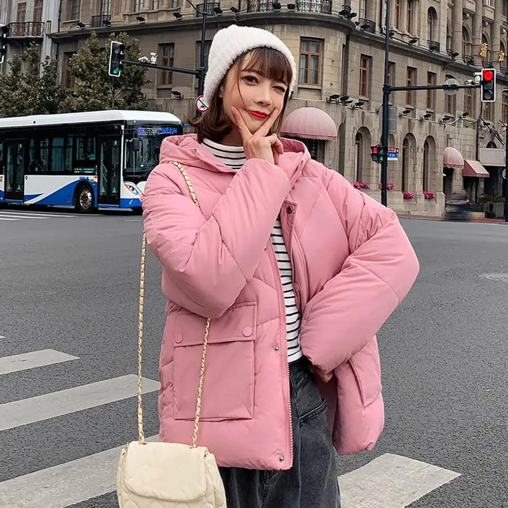 Женская зимняя теплая парка 2019 пуховая куртка с карманами Повседневная Толстая
