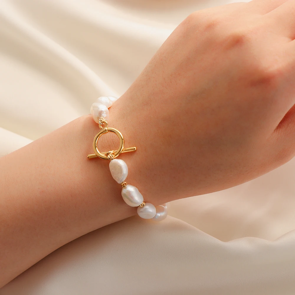 Женский барочный браслет с искусственным жемчугом летний Асимметричный