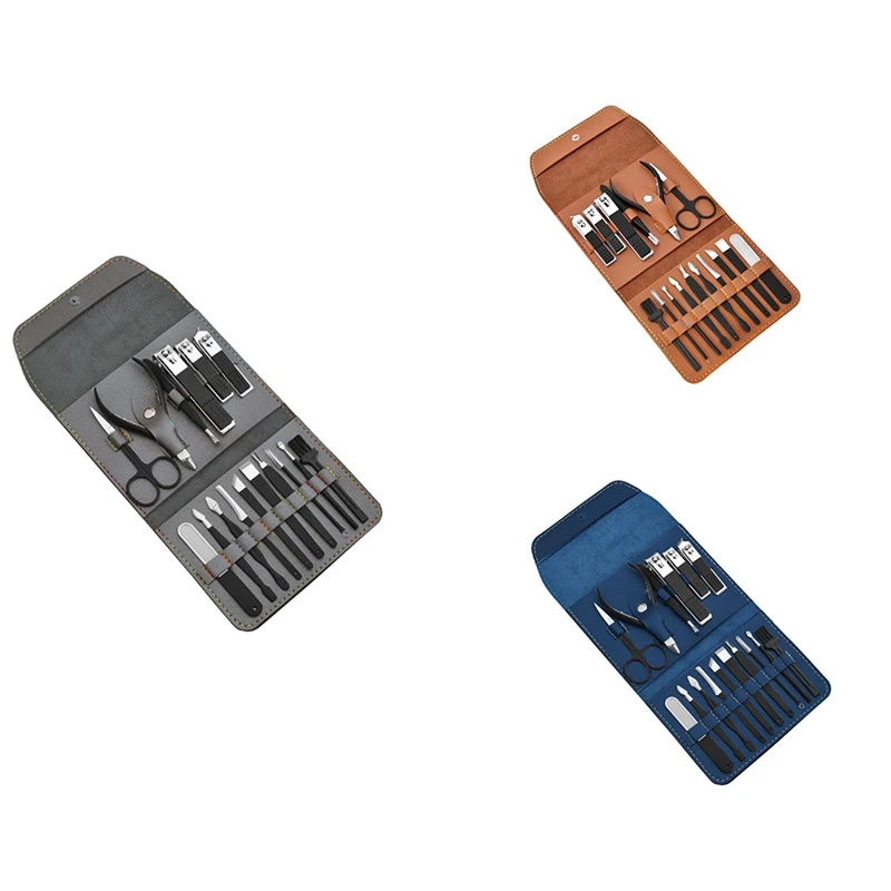 

16 Pcs Professional Nail Clipper Pedicure Manicure Set Stainless Steel Cuticle Scissor Nail File Nail Cutter Set