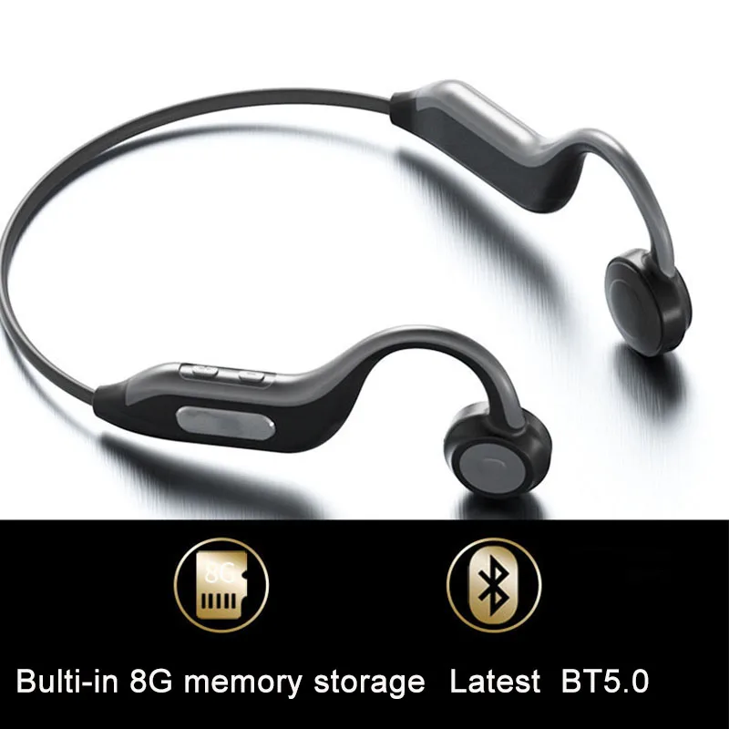 GGMM Bluetooth 5.0 Headphones Latest Bone Conduction Wireless Headset Built-in 8G Memory Card IPX67 HD Mic Sports Earphones New |