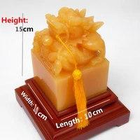 myanmar jade leak empty carving dragon seal feng shui ornaments family wealth recruit traditional noble yellow dragon jade seal