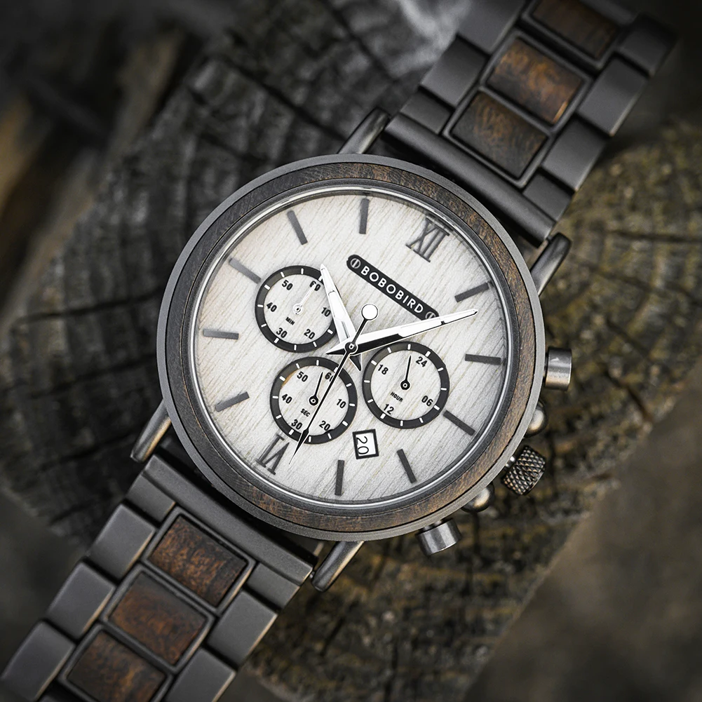 Men Watch BOBO BIRD Top New Fashion Wooden Quartz Wristwatch Luminous Multifunctal Automatic Calendar Timepiece Gift Relogio