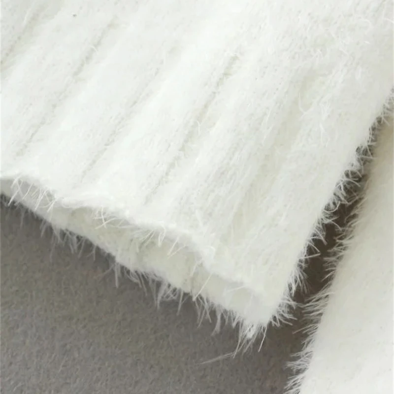 

Sweater Crop Kawaii Women Knit Cropped Cardigan Streetwear Long Sleeve White Cute Fuzzy Cardigan Ladies Button Up V Neck Sweater