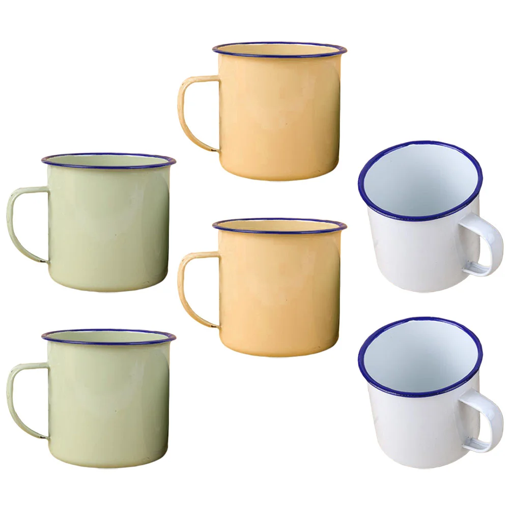 

6 Pcs Enamel Mug Tea Drinking Cup Vintage Style Enamel Cup Water Drinking Cup