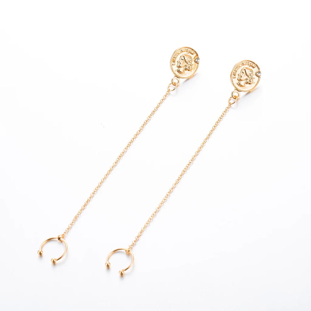 GUVIVI Boho простые длинные серьги для женщин золотого цвета винтажная голова