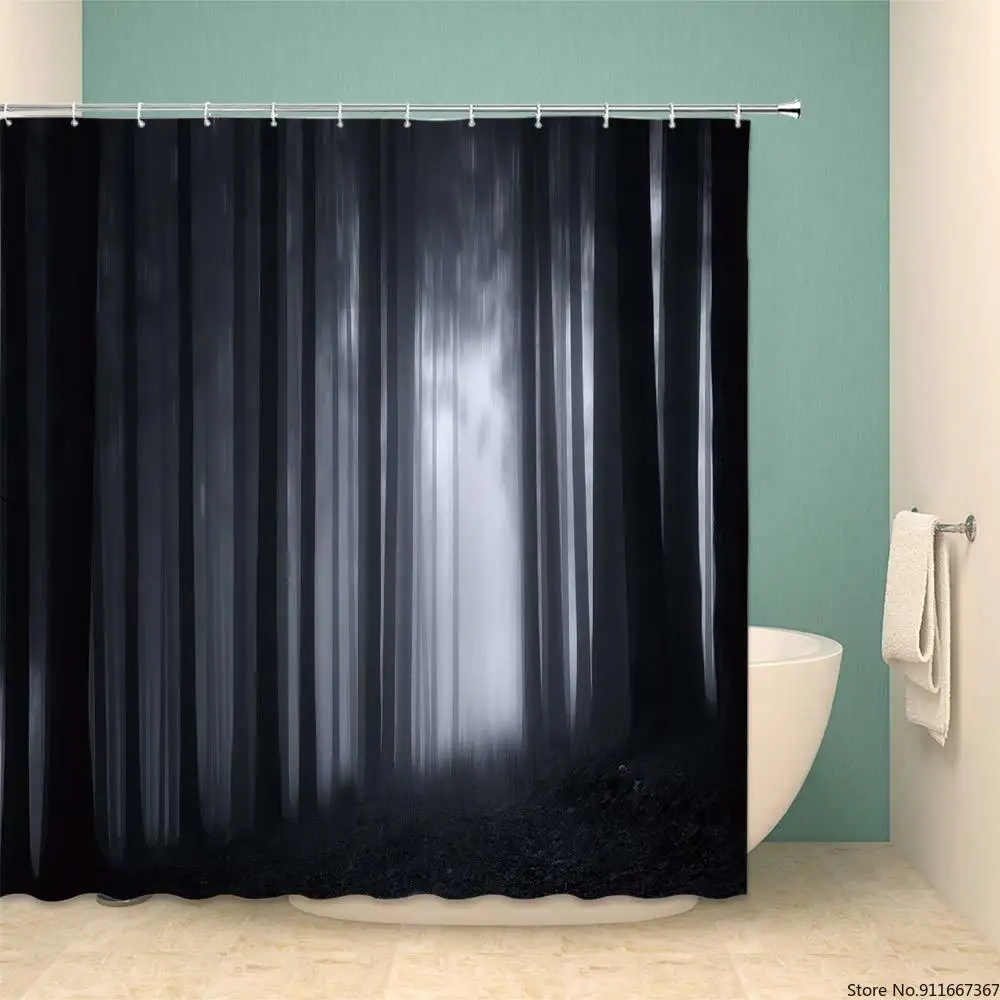 Черная занавеска для душа черные тени Омбре черный лес крутая упрощенная