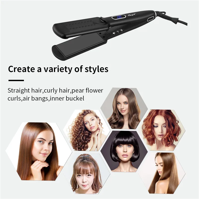 

CkeyiN Professional Hair straightener Wide Plate Flate Iron Fast Heating Temperature Adjustable Hair Iron Hair Care Styler Tools