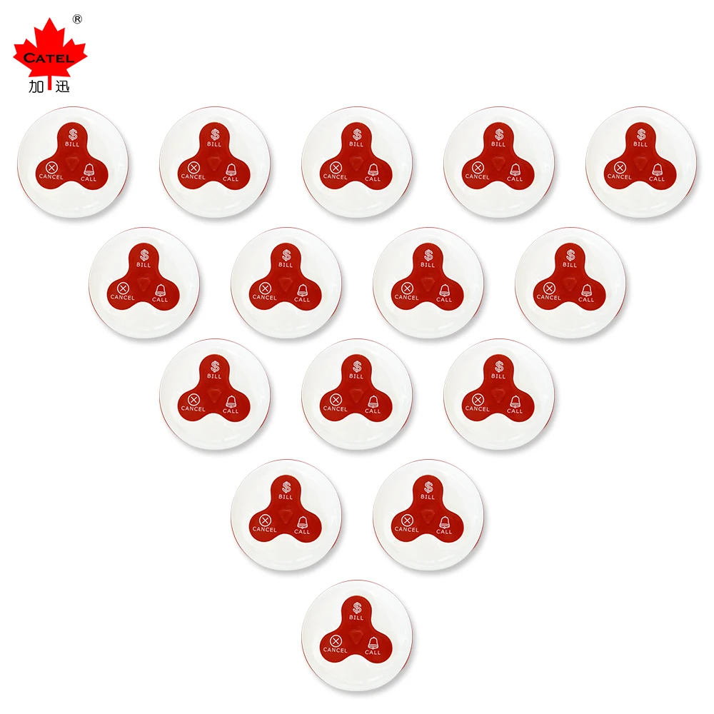 CATEL 15 pcs of CTT23 Waterproof Wireless Calling System Call Button Transmitter Pager for Restaurant Waiter Service Bell Buzzer