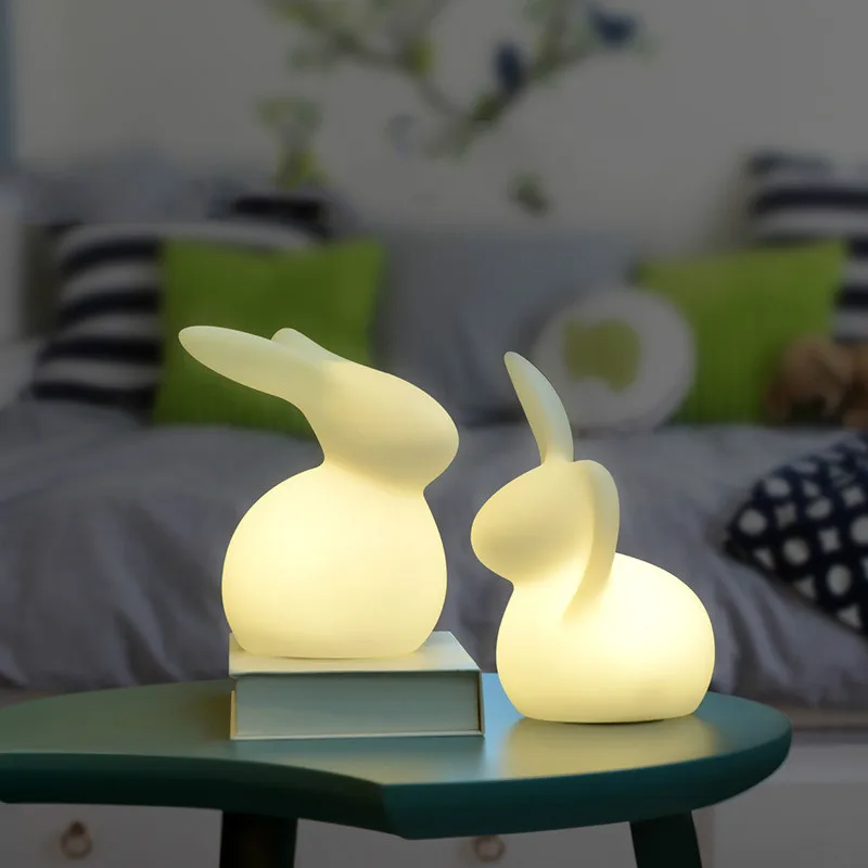 

Скандинавская прикроватная лампа в виде кролика, декоративный Настольный светильник для детской комнаты, ночник для беременных женщин с те...