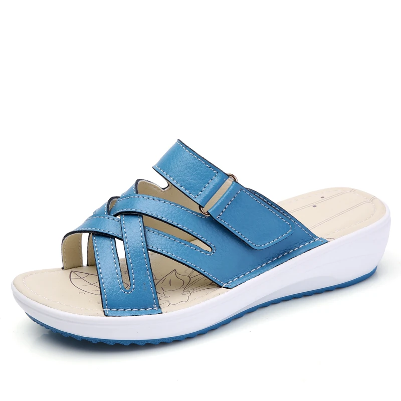 2019 г. летние женские сандалии на плоской подошве Удобные Пляжные из натуральной