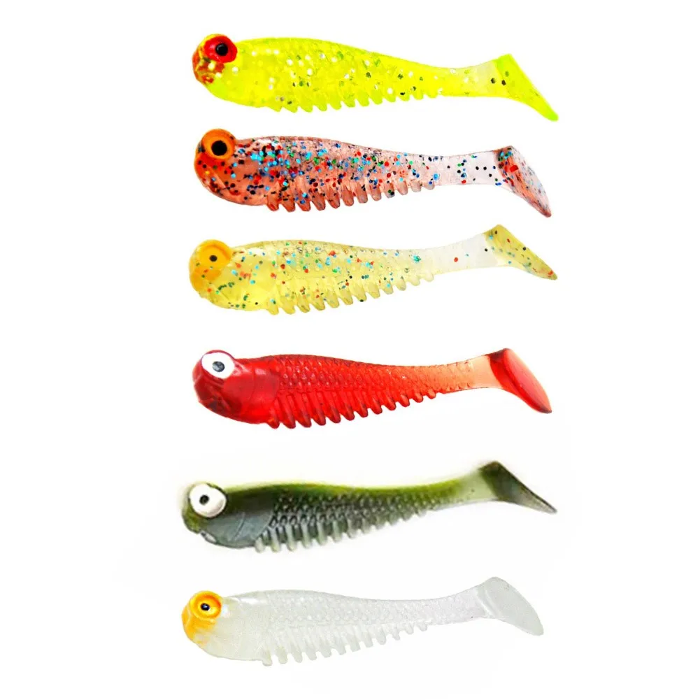 

5pcs 55mm Soft Fishing Lures Silicone 3D Artificial Bionic Fake Bait Luminous Lure Sea Fishing 1.2g Swimbait Fish Tackle