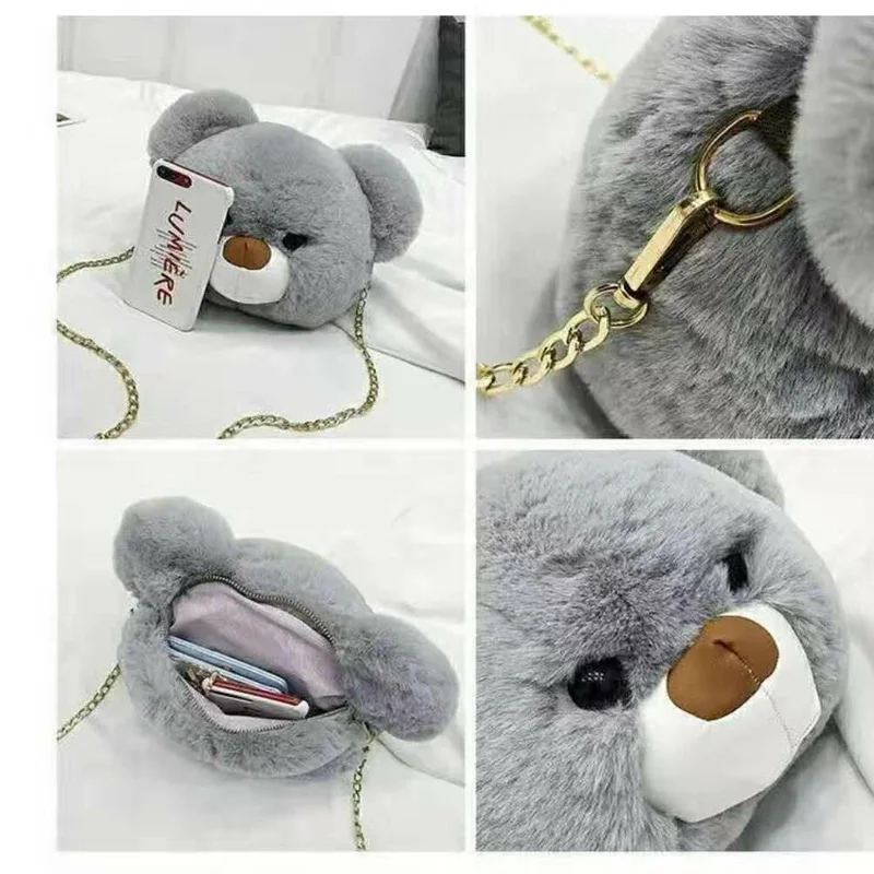 Kawaii Bear сумка, плюшевые сумки, мягкая кукла, чучело, игрушки, 25 см., дикая сумка-мессенджер, сумка на цепочке, подарки для девочек, детский рюкзак DBB001