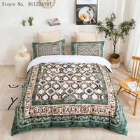 northern europe duvet cover fashion retro bedspreads single double size bedding set 23pcs green bed linen sheet for kids adult