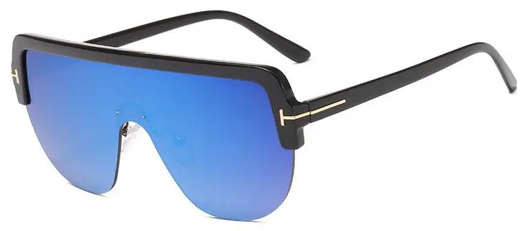 Cf blue mirror Темные Гавана щит пластиковые солнцезащитные очки для женщин и мужчин модные роскошные дизайнерские коричневые солнцезащитные очки для женщин прямоугольные Оттенки UV400 - Цвет линз: Cf blue mirror