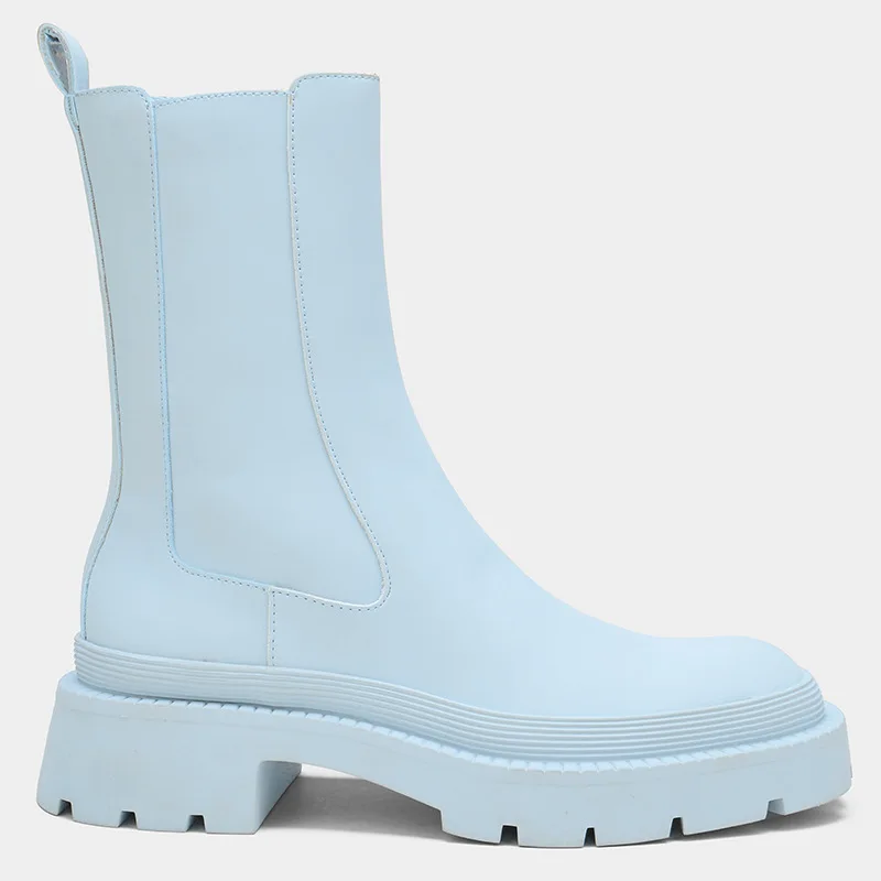 

Женские ботинки челси до середины икры, белые Дизайнерские Сапоги с круглым носком, на молнии, модные резиновые сапоги до середины икры, зим...