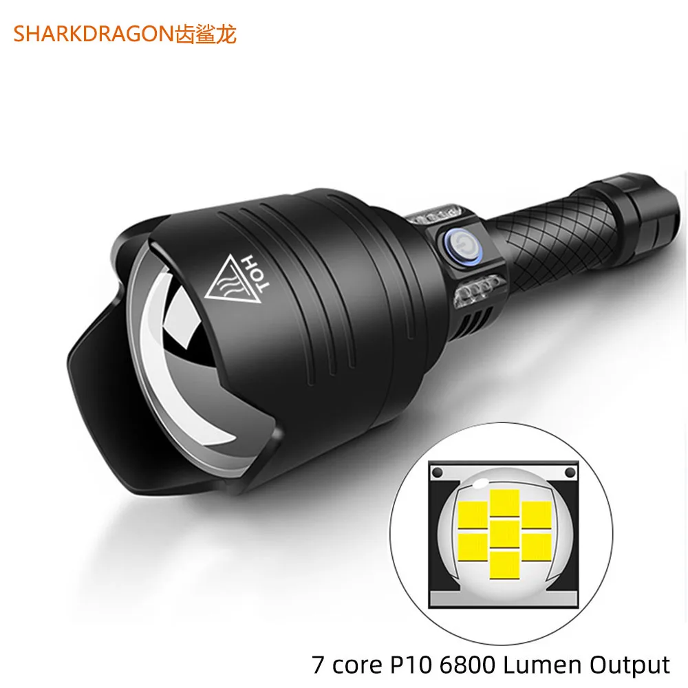 Светодиодный фонарик P10 супер 7 ядерный водонепроницаемый фонарь с