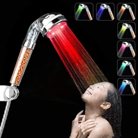 hot 37 colors led shower head high pressure water saving rain sensor mineral hand filter shower head nozzle