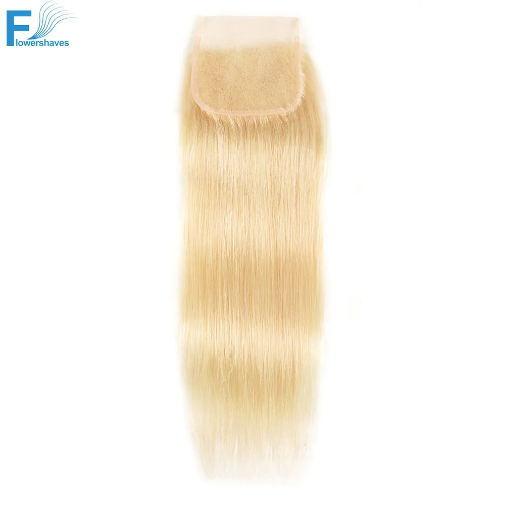 4x4 613 Blonde Straight Hair Lace Closure Brazilian Human Hair For Black Women Transparent HD Lace Frontal Closure