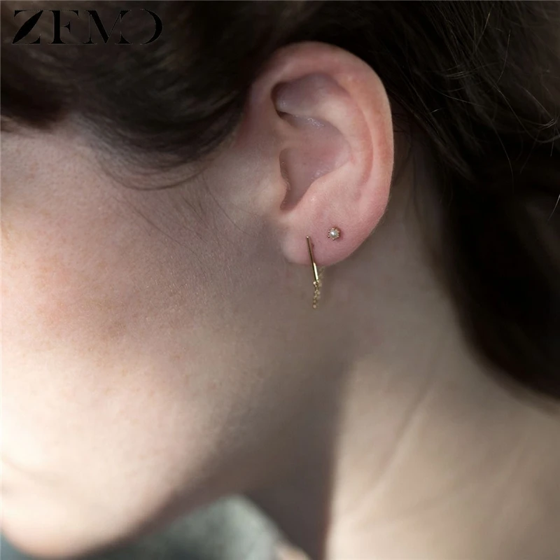 ZEMO женские золотые мини серьги-гвоздики &quotПланета&quot серьги минималистичные с