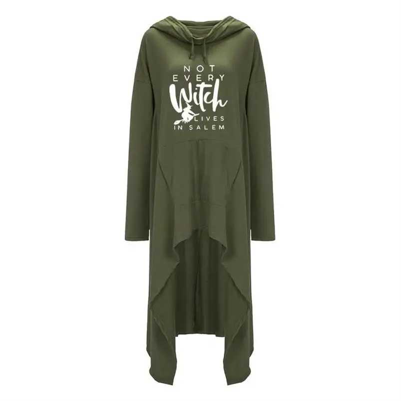 

Long Hoodies For Women Witch Letters Print Long Irregular Long Sleeve Sweatshirts Femmes Hoodies Women Youth Casual Pullover