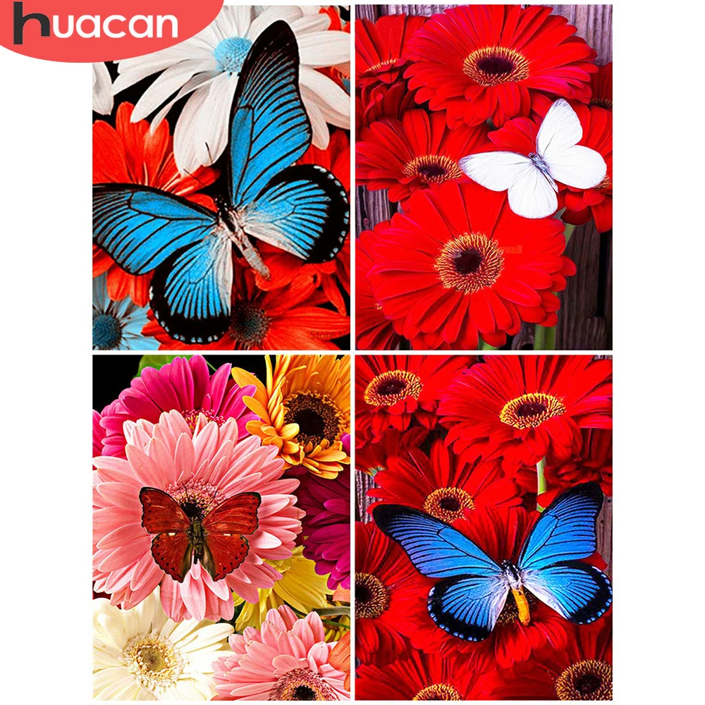 

HUACAN DIY Diamond Painting Cross Stitch Animal Mosaic Rhinestone 5D Full Square Mosaic Diamond Butterfly Home Decoration
